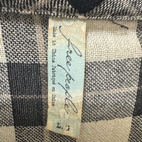 Free People Plaid Gauzy  Blouse Size Large - Picture 5 of 6